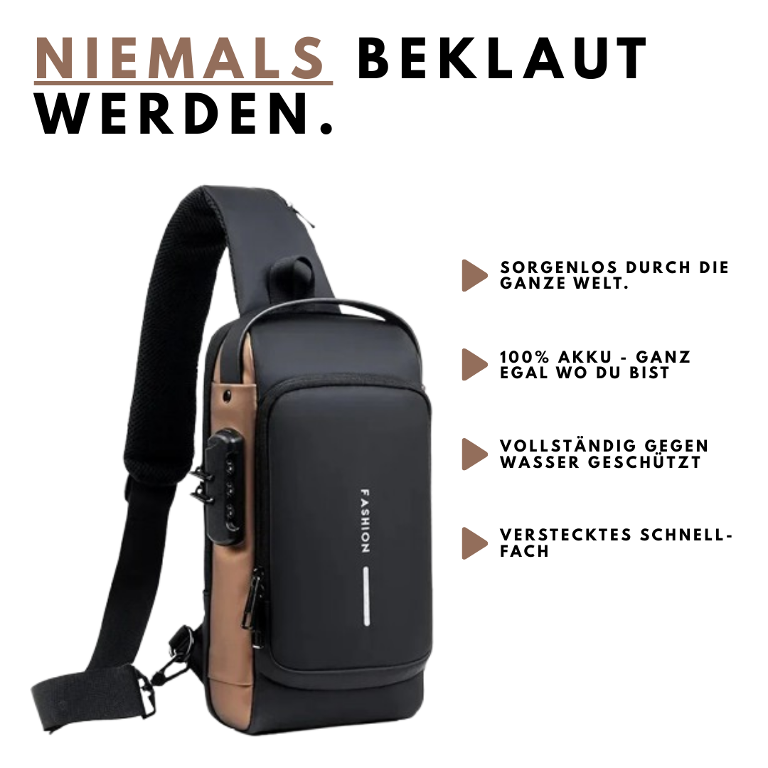 NUVEAR - Multifunktionale, Anti-Diebstahl Lock-Code-Schultertasche + Small Lock-Code-Schultertasche (Schwarz) + RFID Anti-Scan Geldbörse