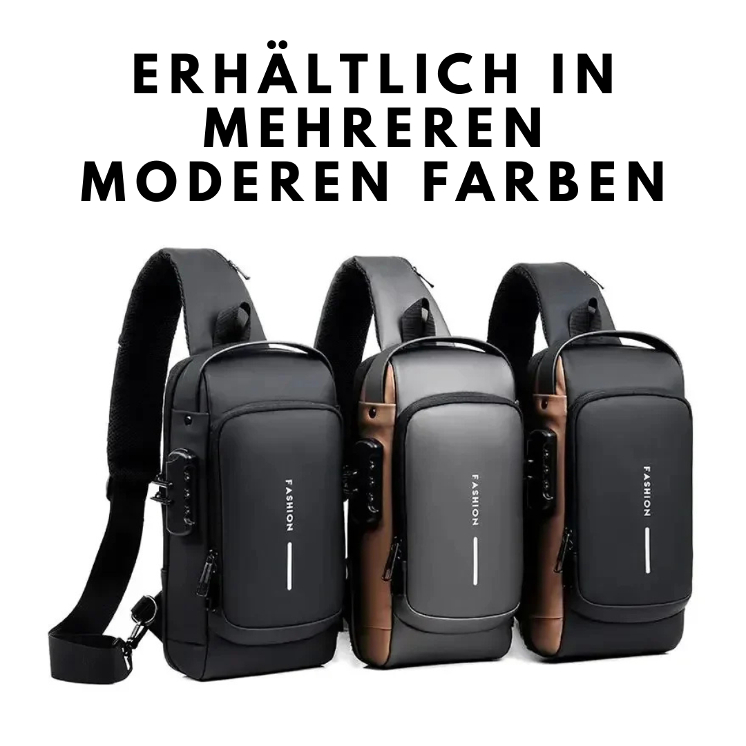 NUVEAR - Multifunktionale, Anti-Diebstahl Lock-Code-Schultertasche + Small Lock-Code-Schultertasche (Schwarz) + RFID Anti-Scan Geldbörse